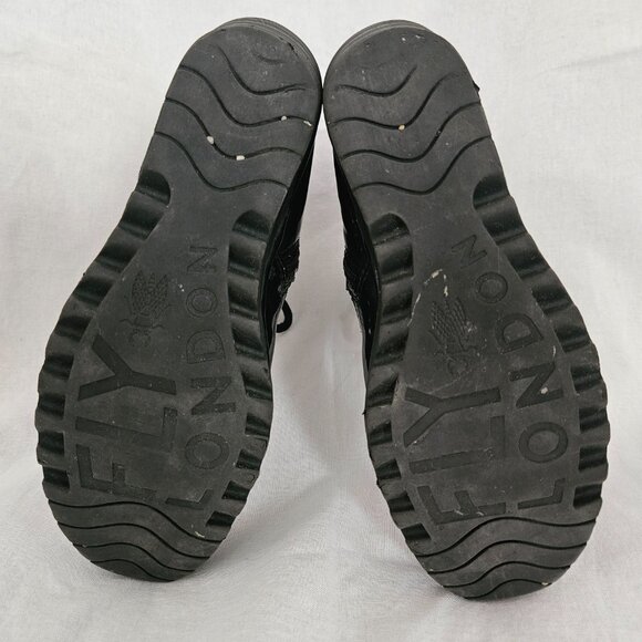 Fly London Patent Leather Lace-Up Wedge Ankle Boots - Black - 8.5 - Picture 4 of 14